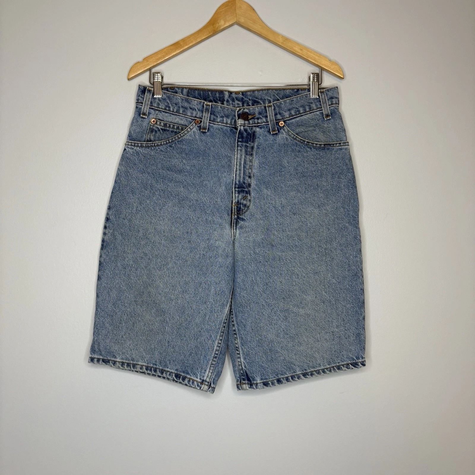 Vintage Levis Shorts Mens 32 Denim Jean Orange Tab 90s Relaxed Fit 550 Jorts