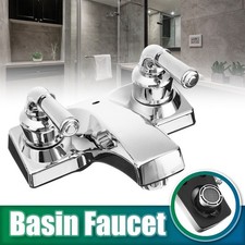 4" 2 handle 3 hole Mixer Tap Plastic Sink Basin Faucet Vanity Hot Cold Water US