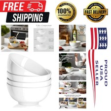 26 Oz Porcelain Soup Bowls Set of 4, White Ceramic Bowls for Kitchen, Cereal ...