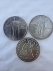 1917-D Type 2 Standing Liberty/1924 Standing Liberty & 1853 Seated Liberty 25c