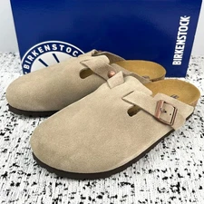 Birkenstock Boston-Taupe Soft Footbed Suede Leather Unisex Clog Shoes