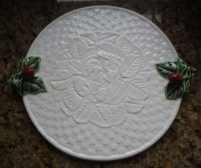 Vintage Studio Nova weiß Platte-Kuchenplatte Erdbeere Griffe Portugal 11,5''