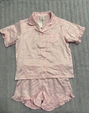 Art Class Girls Pink Satin Pajama Set Size L 10/12 New with Tags