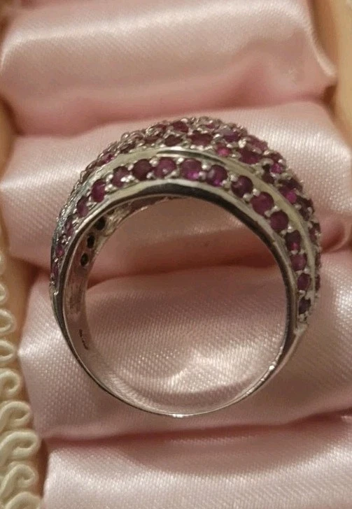 Anillo 925 SS Piedras Granate Natural Talla 7 Foto 4 de 4