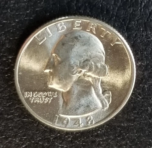 New Listing1948-P 25c Washington Quarter 90% Silver BU Uncirculated☆In Capsule☆#532