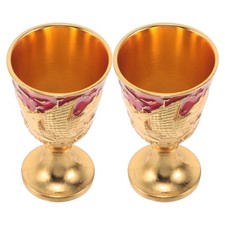  2 Pcs Bicchiere Da Vino Bianco Retrò Di Fascia Alta Calici Metallo D'epoca