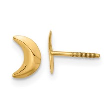 Kids Polished Moon Screw Back Post Earrings in 14k Yellow Gold