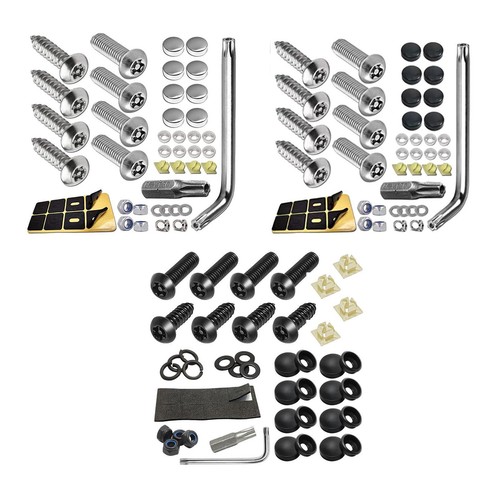 VGOL 4 Vis Plaque Immatriculation Tête De Mort – Fixations M6 Crâne Argent, Universelles Voiture & Moto