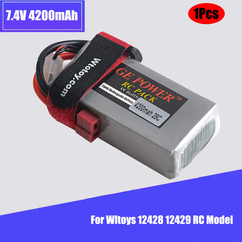 GE Power 7.4V 4200MAH 25C 2S Lipo battery T plug for Wltoys 12428