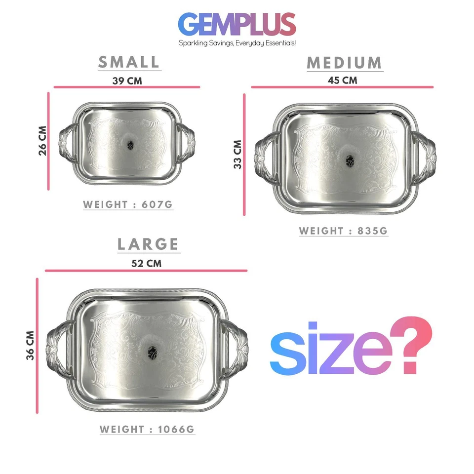 GEM+ | Premium 3-Piece Silver-Plated Vintage Tray Set – Elegant Durable Strong - Image 2 of 4