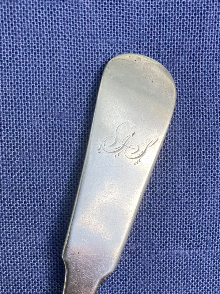 Монета серебряная ложка Davis Watson & Co скрипка J S монограмма 5 3/4 дюйма как есть - Изображение 4 из 4