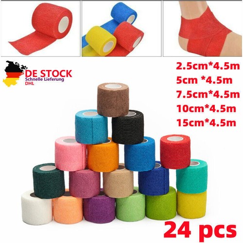 24Rollen Verband Kohäsiv Bandage Selbstklebend Haftbandage Fixierbinde5x4.5CM SO - Bild 1 von 15