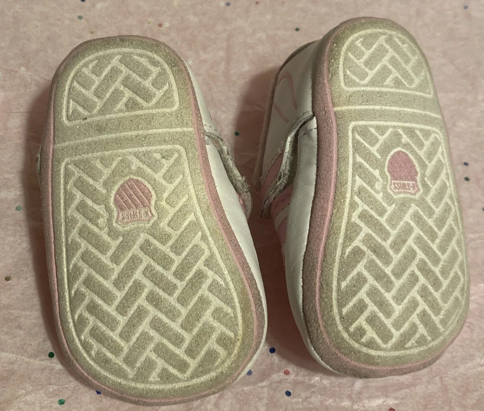 Baby girls K Swiss white sneakers CUTE Pink Bunny crib shoes size 0c FREESHIP🎀 - Image 4 of 4