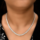 Graduated 17.40 Ct Lab Grown Cvd Diamond Oval Tennis Necklace In 18k White Gold