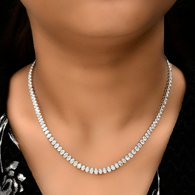 デコルテアクセサリー　oval bijou necklace 925 Silver Station Bujukan Necklace. SKU: NK7651-32SVJAM