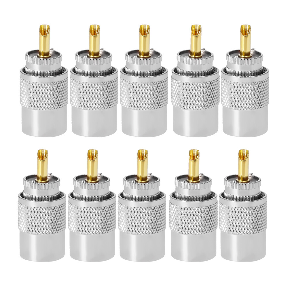 10PCS PL259 Male Solder Connector Plug W/ Reducer for RG8X Coaxial Coax
