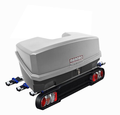 Kupplungsträger Fahrradträger Race 3  Räder + Nekkar Gepäckbox 300 Liter silber