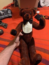 18 GOLDEN Burgundy ANTIQUE 5-WAY JOINTED TEDDY BEAR Vintage