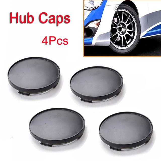 4PCS Black ABS Car Wheel Center Hub Cap Cover Set No Emblem Universal