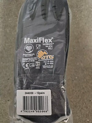 MaxiFlex Ultimate ATG 34-874  Montage-Garten-Schutzhandschuhe 12 Paar Gr: 9/L