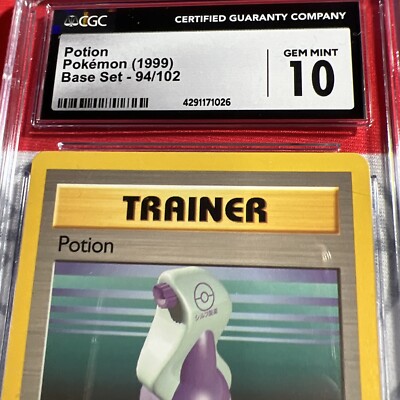 CGC 10 GEM MINT Potion 94/102 Base Set Pokemon Card PSA 1026 | eBay