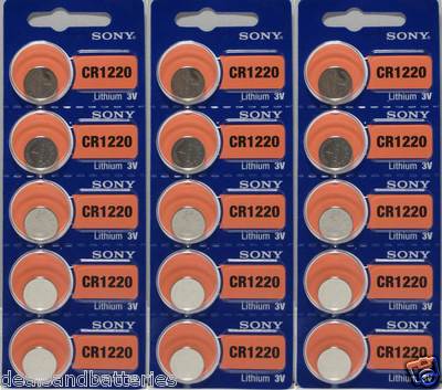15 PCS SONY CR1220 1220 LITHIUM 3V BUTTON COIN CELL WATCH BATTERIES