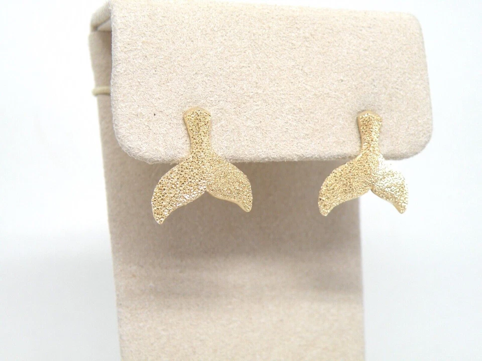 Auténtico Pendiente Kabana Oro Amarillo 14k, Cola de Ballena Mediana, Acabado Pavé NUEVO Foto 3 de 4