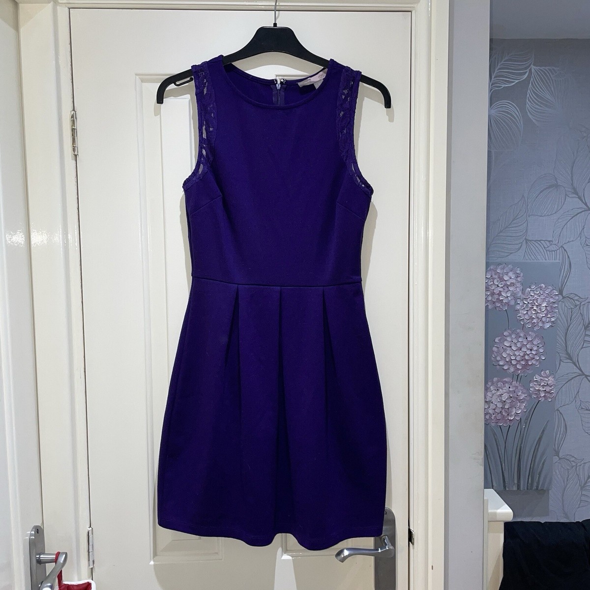 forever 21 purple lace dress Forever 21 Lace Panel Fit Flare Purple Black Dress