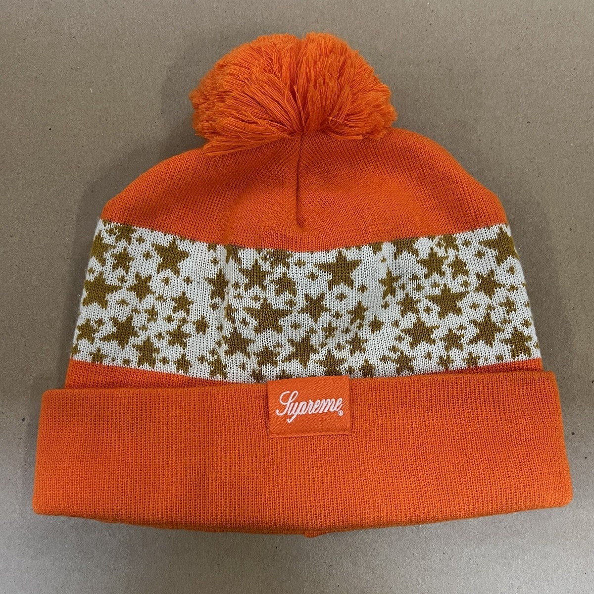 FW03 Supreme Nike SB Dunk Stars Beanie Hat Orange Deadstock 2003