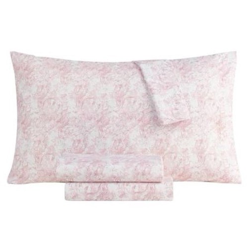 Jessica Sanders Printed 3 Pc. Sheet Set, Twin Xl Bedding Flint Pink New