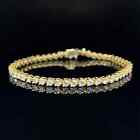 Lab Created Diamond Tennis Bracelet 7"In 14K Yellow Gold Plated 10Ct Round Cut