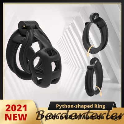 Python V6 3D Mamba Cage Male Chastity Device Python-shaped Double-Arc Cuff Ring