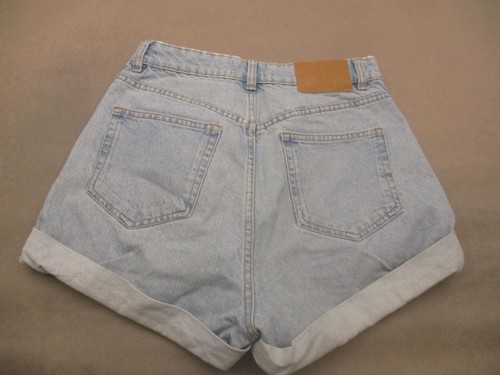 ZARA Size 6 Womens Blue Light Wash 100% Organic Cotton Pockets Mom Shorts 423 - Picture 7 of 8
