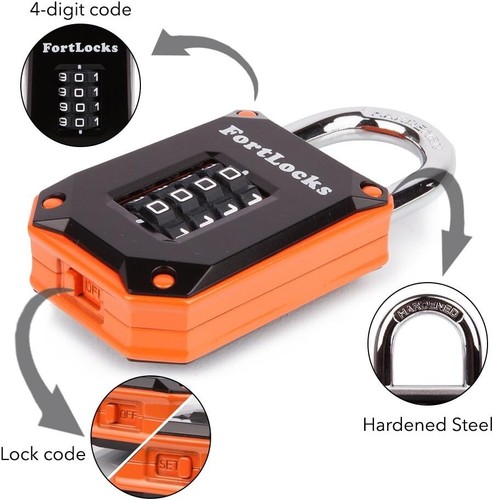 Gym Locker Lock - 4 Digit, Heavy Duty, Hardened Stainless Steel, Weatherproof an - Picture 4 of 8