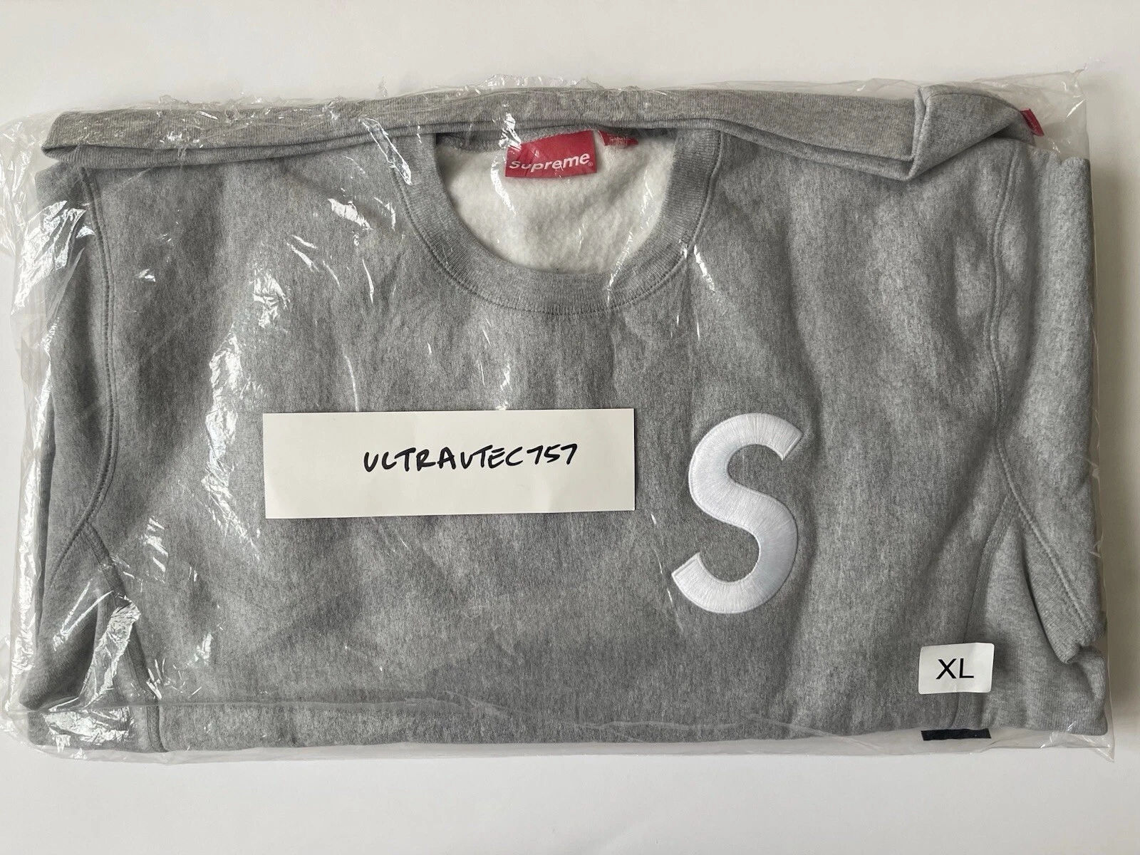 Sweat col rond gris XL logo FW16 Supreme S 2016 sans boîte