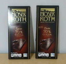 Dark chocolate bars 70 Cocoa.  4.4 oz Each box 