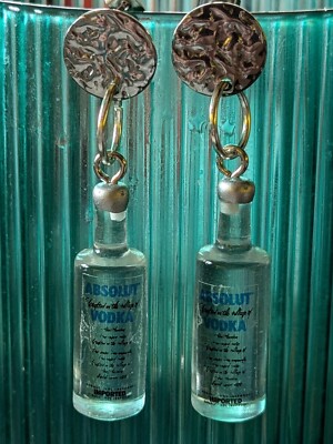 Absolut Vodka Flasche Ohrringe Fun Funky Unikat Party Geschenk 