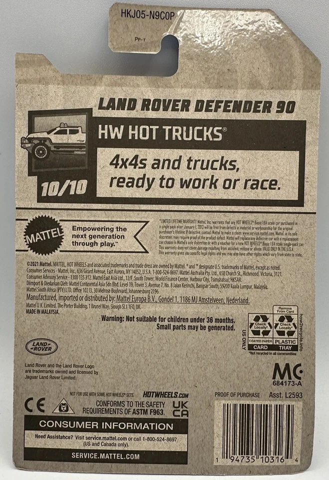 Hot Wheels Land Rover Defender 90 HW Hot Trucks Mattel Nuevo 227/250 2023 Foto 3 de 3