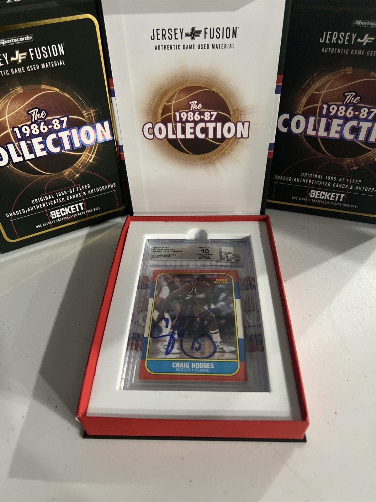 1986 Fleer Jersey Fusion-  Craig Hodges GU Tag- BGS 10 Auto