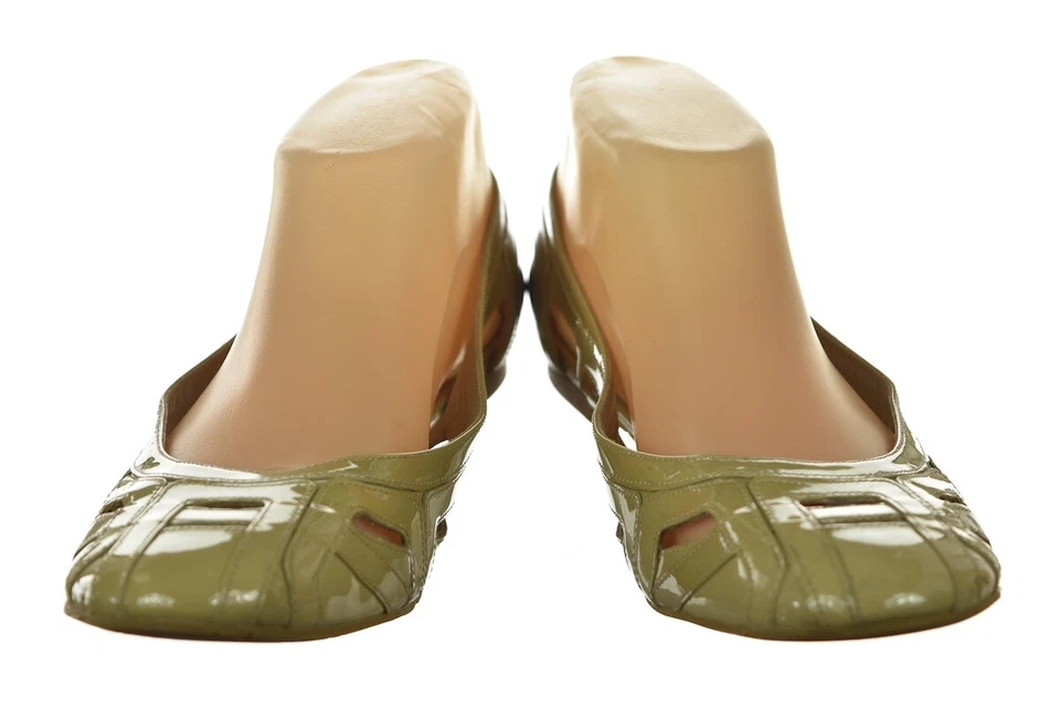 Delman 女式鞋 6 码奶油色米色纯色漆皮芭蕾平底鞋休闲 — 第 3/4 张图片