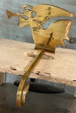 VTG Christmas Angel Solid Brass 9 in Long Arm Stocking Holder Hanger India