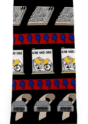 Vicky Davis Men's Computer Necktie Hard Drive Geek Internet Silk Red Neck Tie - Picture 2 of 3
