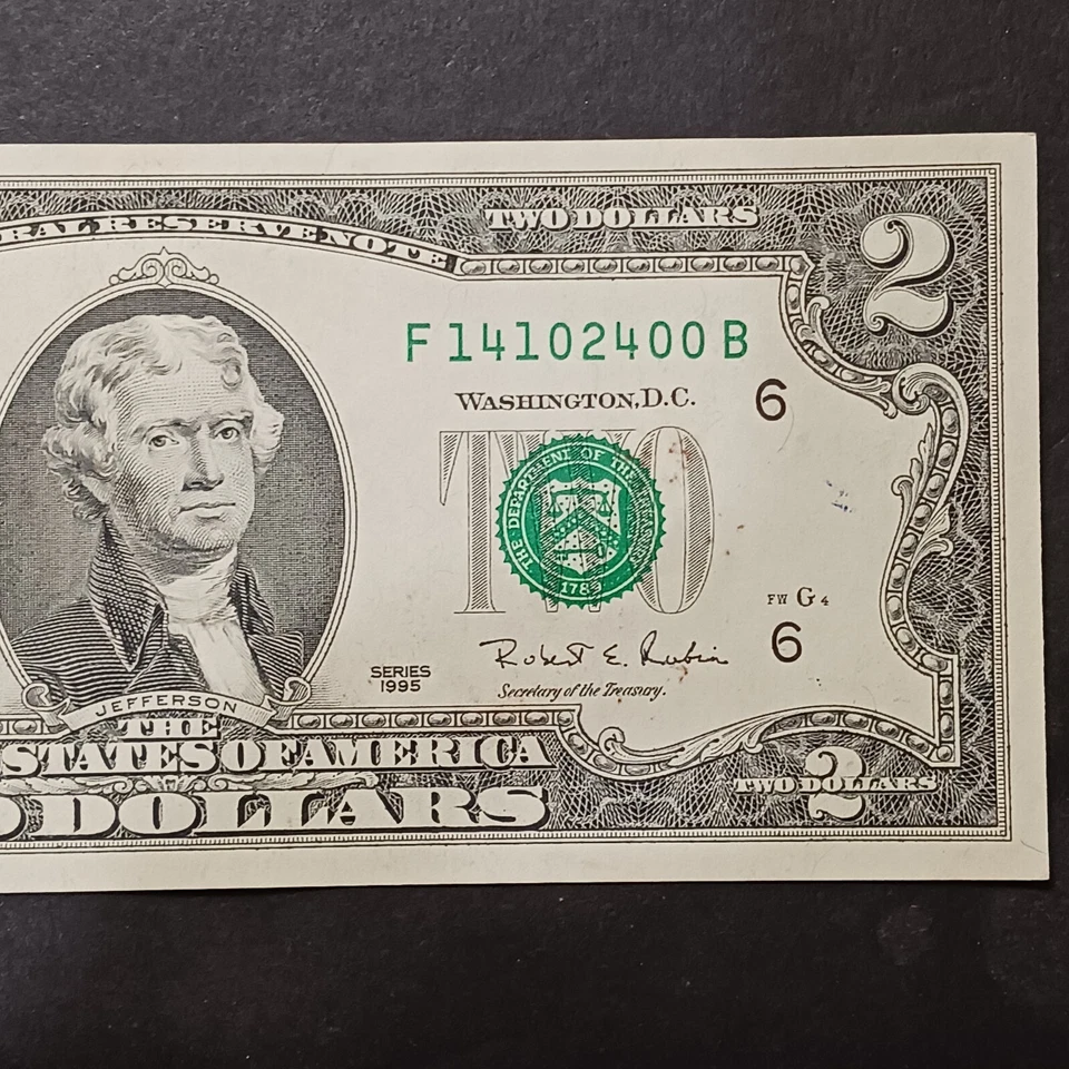 UNC Series 1995 $2.00 Bill Federal Reserve Note 2 Dollars - Image 3 of 4