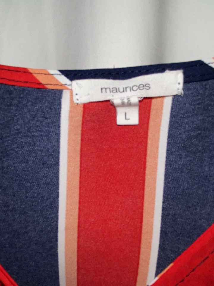 Maurice's Women's Spaghetti Strap Stripe Tank Top Size L Blue Red B24*O - Image 3 of 3