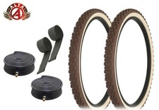 ALTA BICYCLE WIRE BEAD CRUISER TIRES 26 x 2.125 BROWN CREAM ROUGH KNOBBY 6pc SET