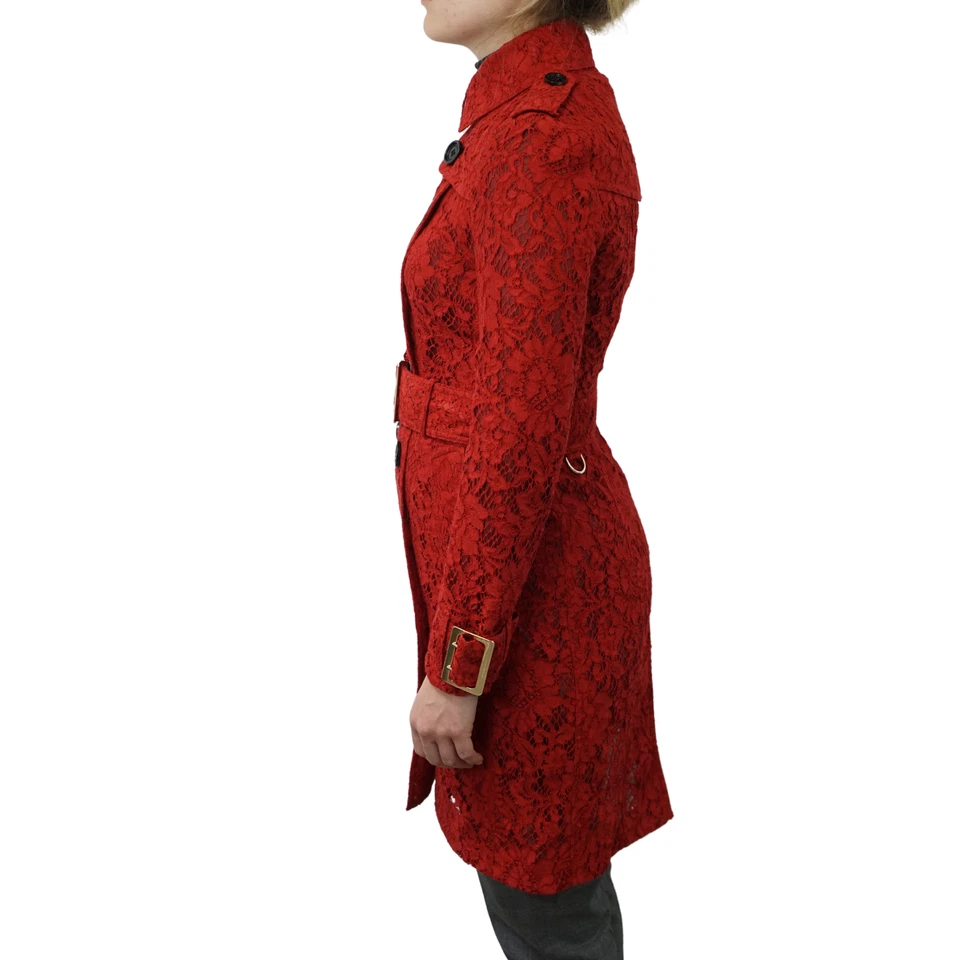 Abrigo mujer Burberry Trench The Sandringham Desfile rojo doble pecho US2 Foto 4 de 4