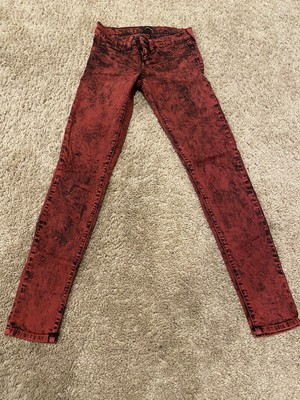 red acid wash jeans