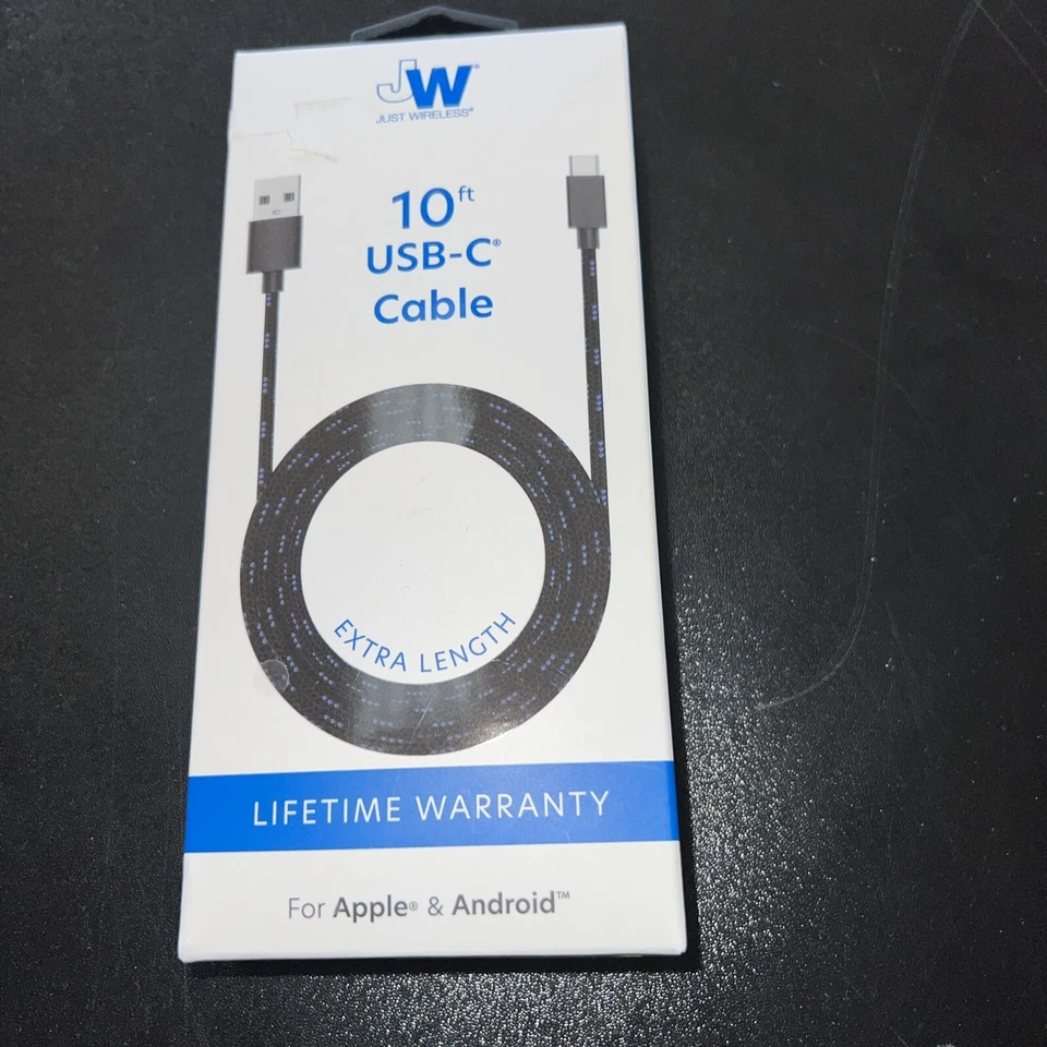 Just Wireless 10' TPU Type-C to USB-A Cable - Black - Image 2 of 3