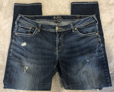 Silver Jeans Boyfriend Distressed Fluid Stretch Jeans Women’s Plus Size  W34xL25