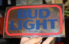 GENINE VINTAGE Shiny Metallic Bud Light Vinyl Sticker Decal 9 1/8" x 5 1/4" 1985